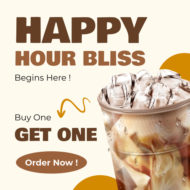 Stunning Iced Coffee And Promo In Happy Hour Instagram – шаблон для дизайну