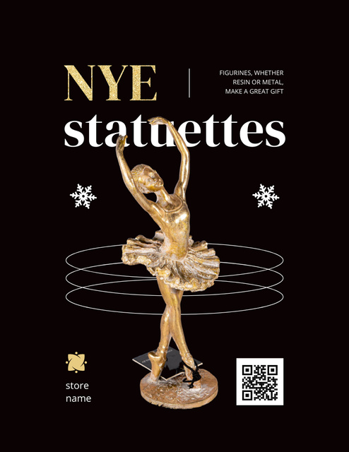 New Year Offer of Cute Statuettes Flyer 8.5x11in Tasarım Şablonu