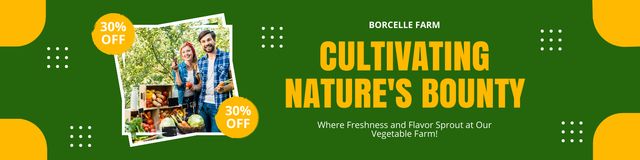 Discount on Farm Products with Young Farmers in Market Twitter Modelo de Design