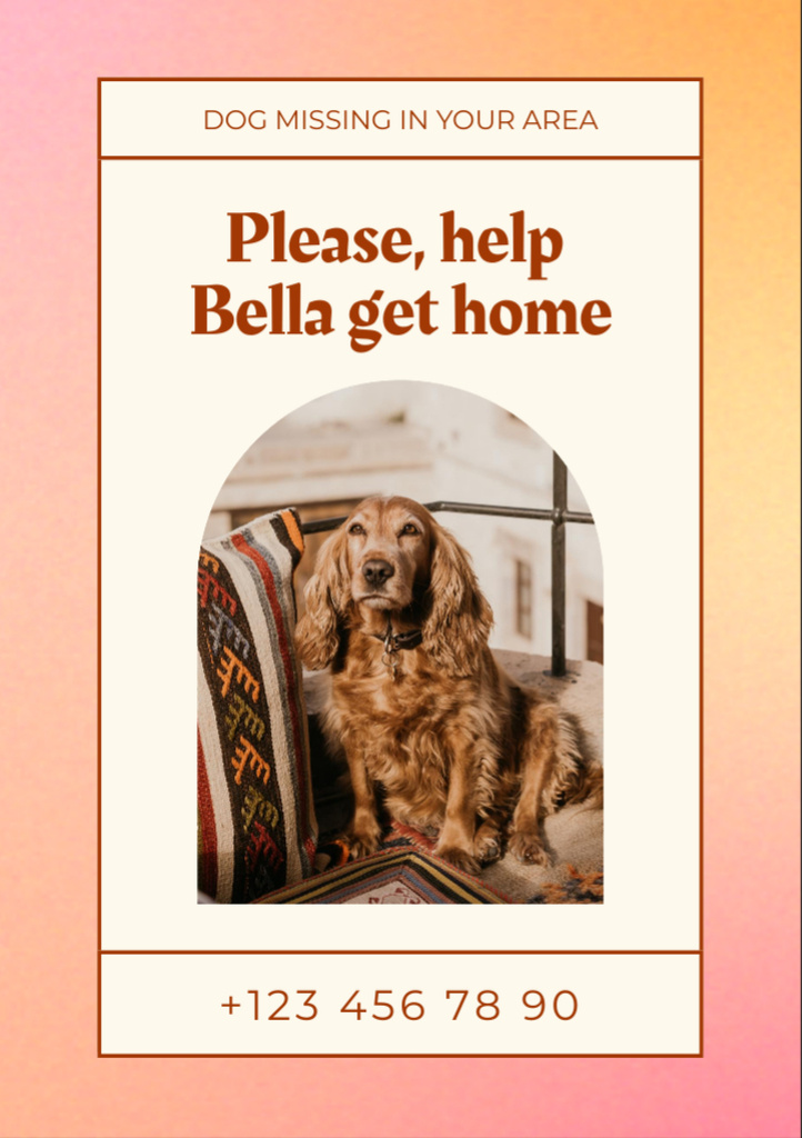 Modèle de visuel Announcement about Help for Searching Missing Dog - Flyer A7
