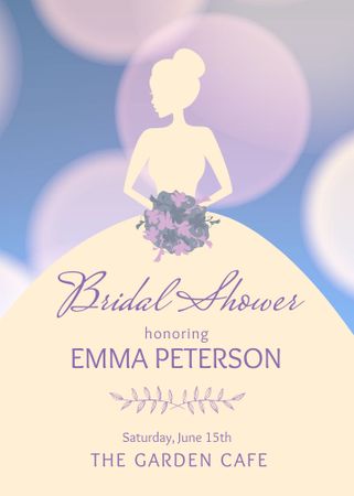 Bridal shower invitation with Bride silhouette Flayer Tasarım Şablonu