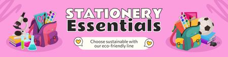 Plantilla de diseño de Elementos esenciales de papelería sostenible y ecológica LinkedIn Cover 
