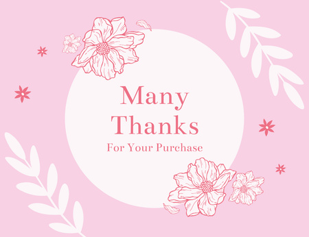 Many Thanks For Your Purchase on Pink Thank You Card 5.5x4in Horizontalデザインテンプレート