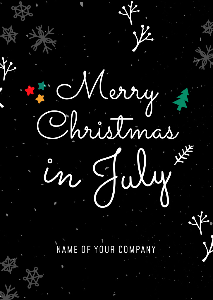 Ontwerpsjabloon van Flyer A6 van Ad of Celebration of Christmas in July on Black