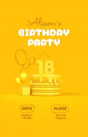 18s Birthday Party Invitation Flyer 5.5x8.5inデザインテンプレート