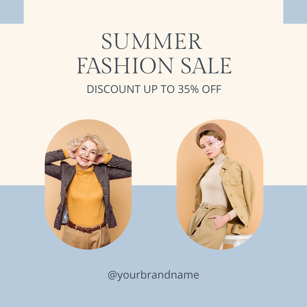 Summer Fashion Sale for Women with Discount Instagram Πρότυπο σχεδίασης