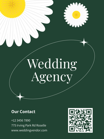 Plantilla de diseño de Anuncio de agencia de bodas con flores de manzanilla Poster US 