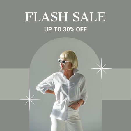 Oznámení o prodeji s atraktivní blondýnou ve slunečních brýlích Instagram Šablona návrhu
