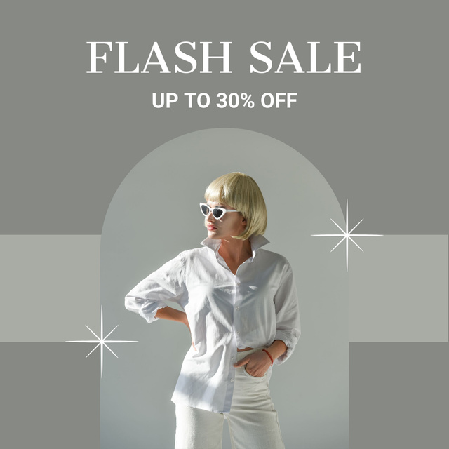 Designvorlage Sale Announcement with Attractive Blonde in Sunglasses für Instagram