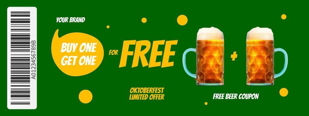 Offer of Free Beer on Oktoberfest Couponデザインテンプレート