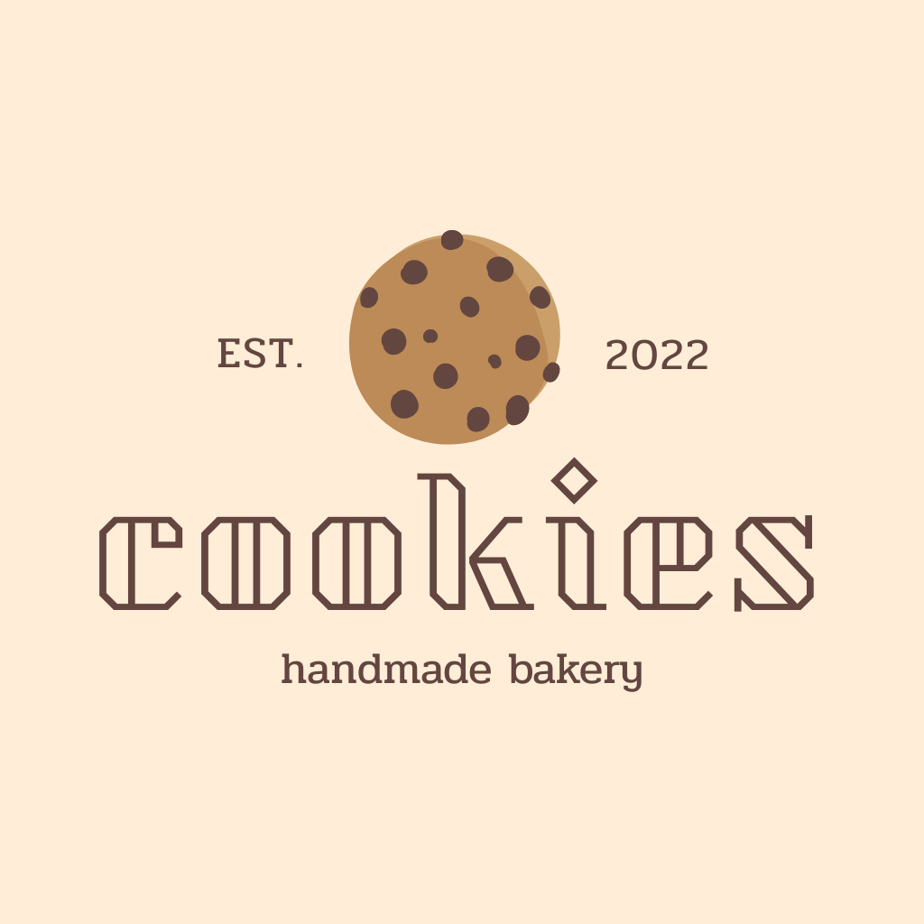 Handmade Bakery Ad with Sweet Cookies In Beige Logo tervezősablon