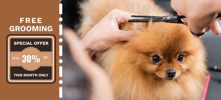free Pet grooming offer Coupon 3.75x8.25in Design Template