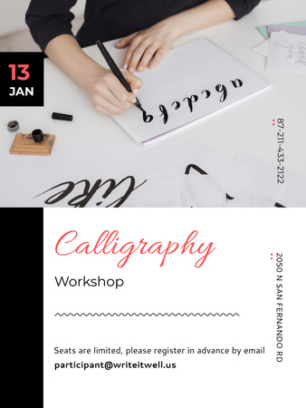 Calligraphy Workshop Announcement Decorative Letters Poster 36x48in Design Template