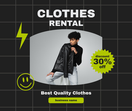 Best quality rental clothes black Facebook Design Template