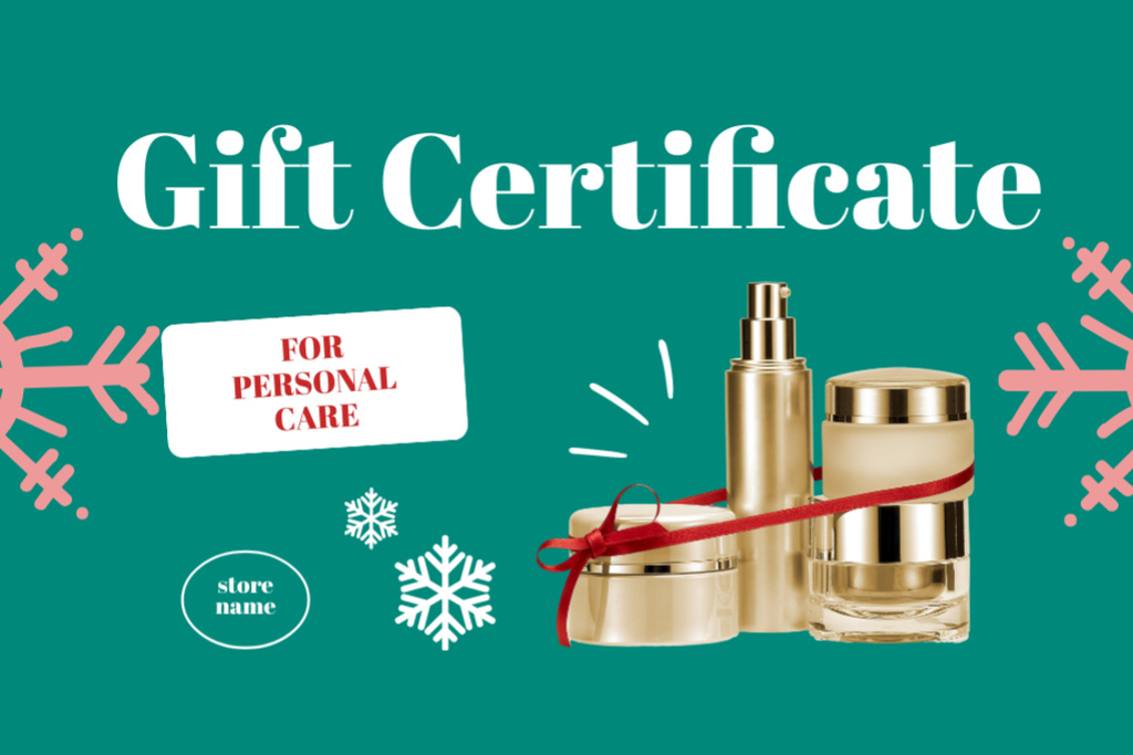 Ontwerpsjabloon van Gift Certificate van Skincare Products Sale Offer on Christmas