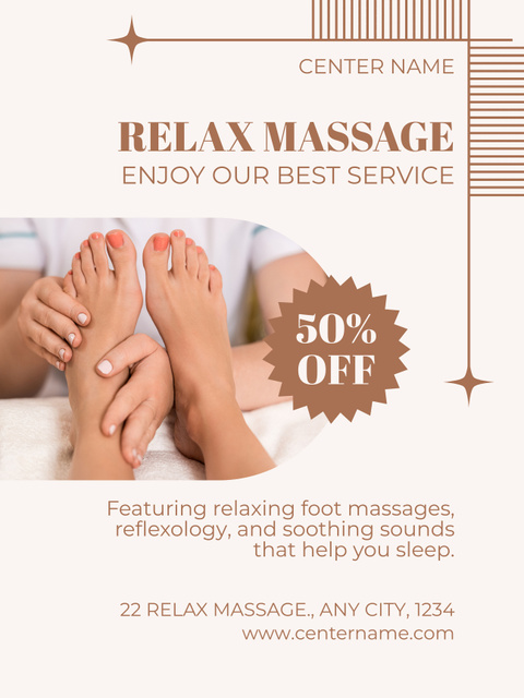 Professional Foot Massage at Spa Center Poster US Design Template