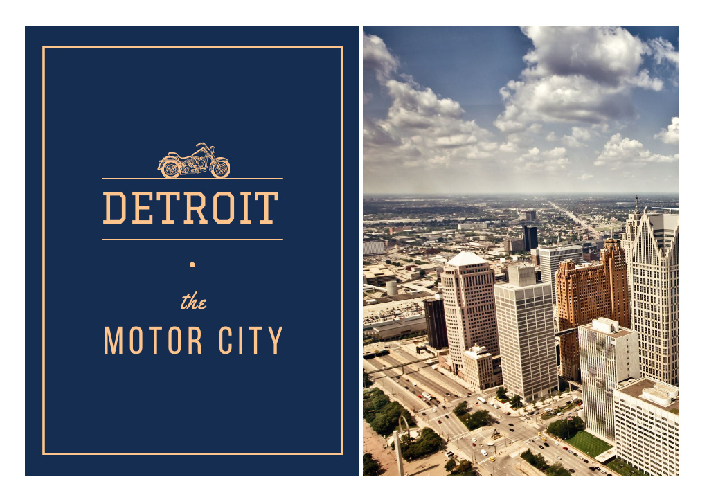 Detroit city view Postcard Modelo de Design