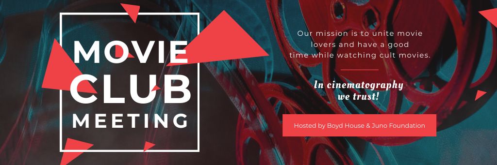Movie Club Meeting with Vintage Projector Email header Design Template
