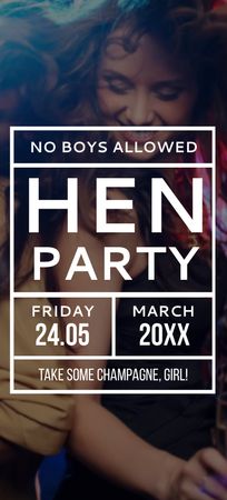 Hen Party Invitation with Girls Dancing Flyer 3.75x8.25in tervezősablon