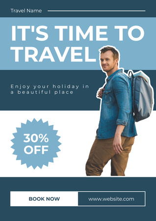 Hiker on Travel Agency's Offer Poster Πρότυπο σχεδίασης