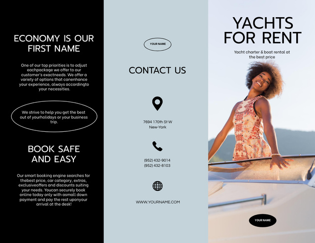 Best Proposition of Yacht Rent Brochure 8.5x11in Design Template
