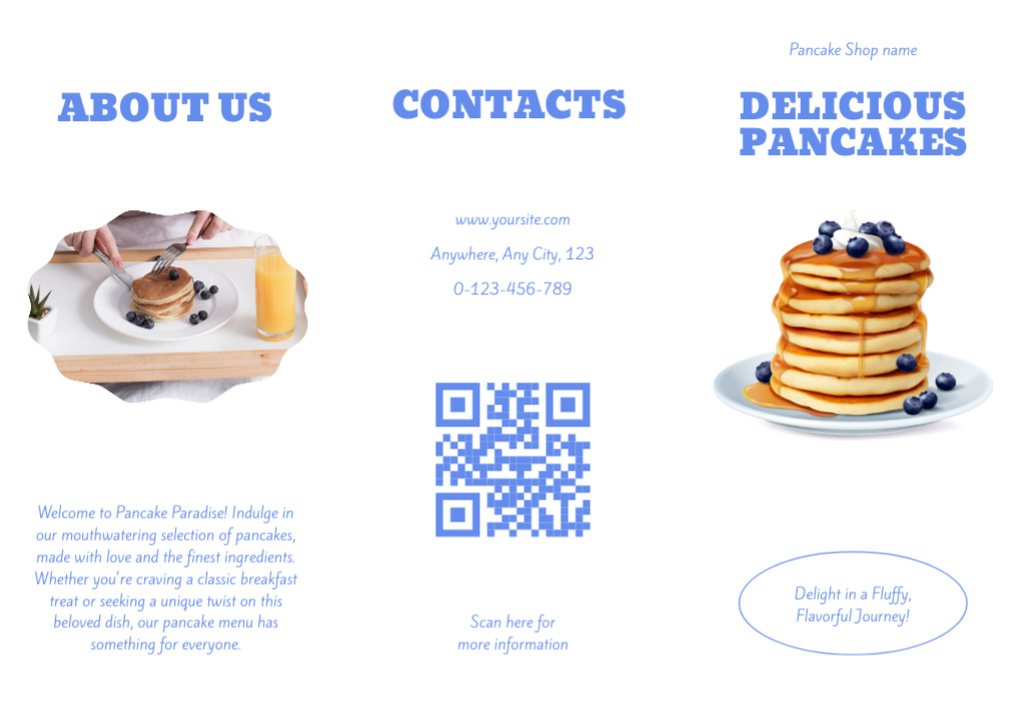 Delicious Pancakes with Berries Brochure Modelo de Design