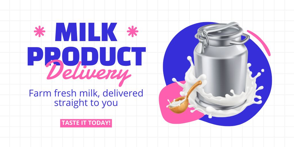 Delivery of Milk Products from Local Farm Twitter Design Template