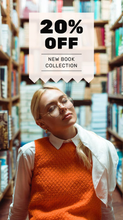 Plantilla de diseño de Books Sale Announcement with Young Woman Instagram Story 