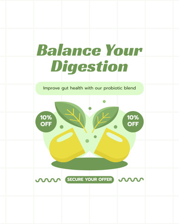 Suplementos dietéticos de ervas com desconto para uma melhor digestão Instagram Post Vertical Modelo de Design