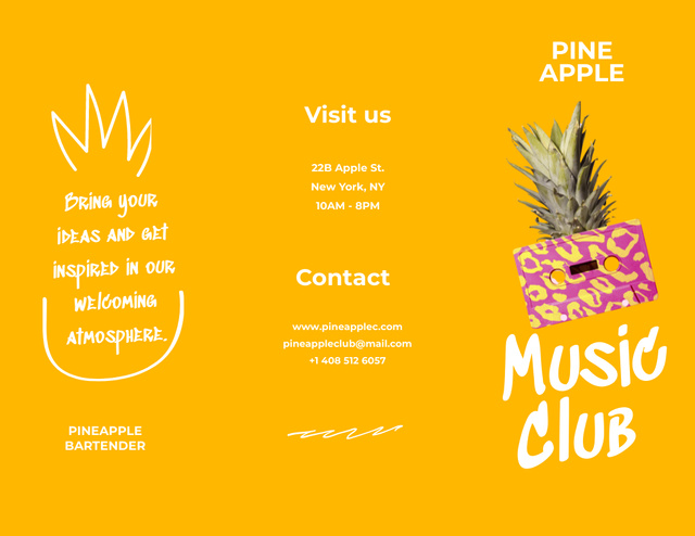 Music Club Promotion with Pineapple Brochure 8.5x11in Design Template