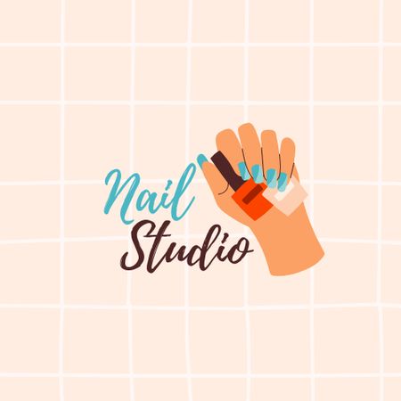 Platilla de diseño Manicure Offer with Nail Polish in Hand Logo