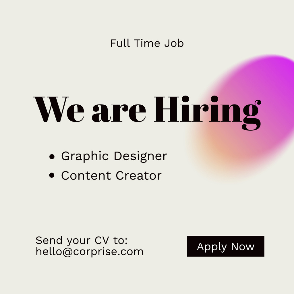 Platilla de diseño Announcement of Search for Employees For Full Time Job Instagram