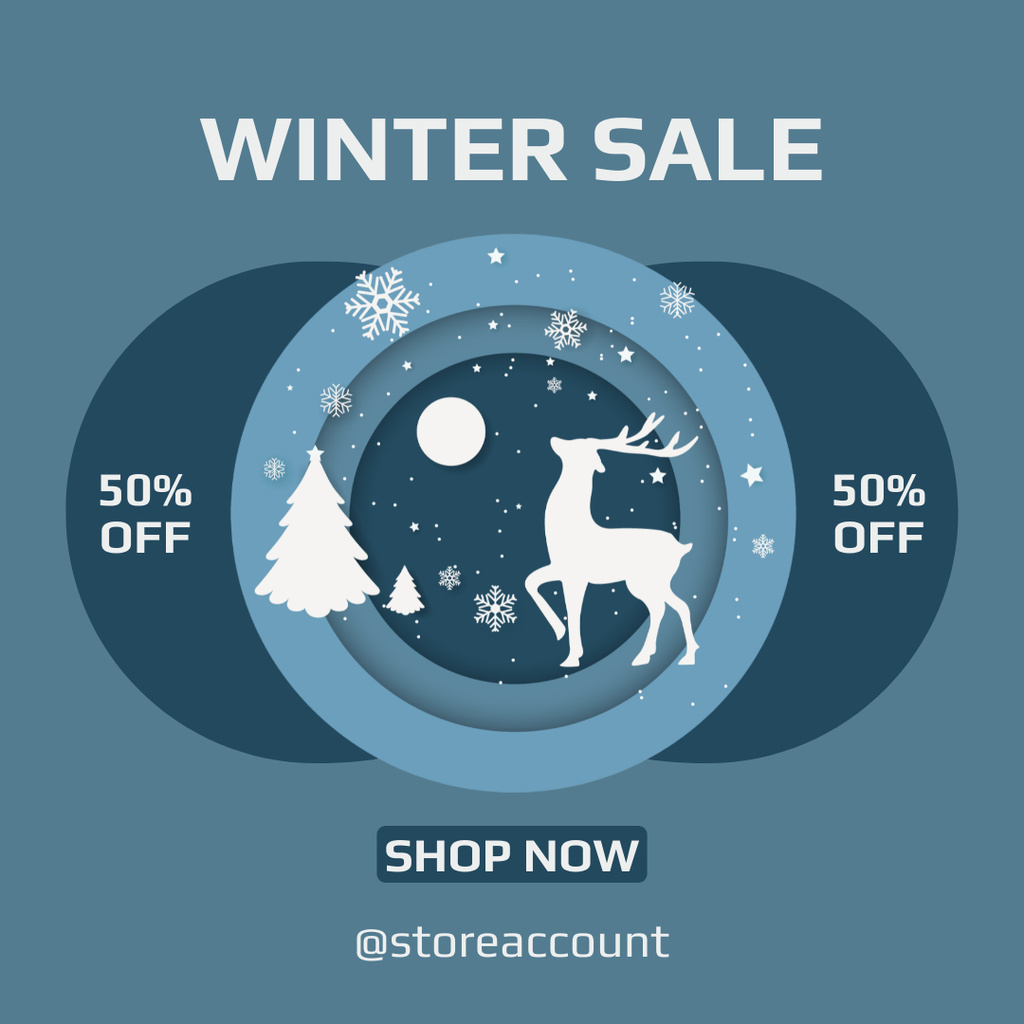 Winter Seasonal Sale Announcement Instagram AD tervezősablon