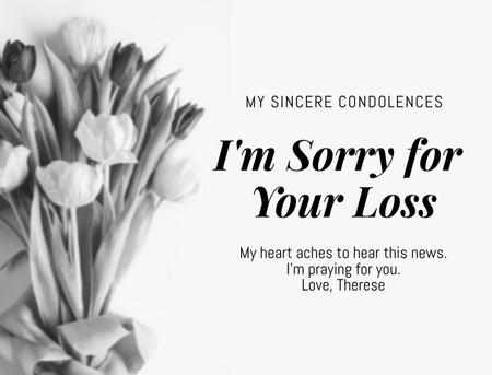 Sympathy Phrase with Flowers Bouquet Postcard 4.2x5.5in Tasarım Şablonu