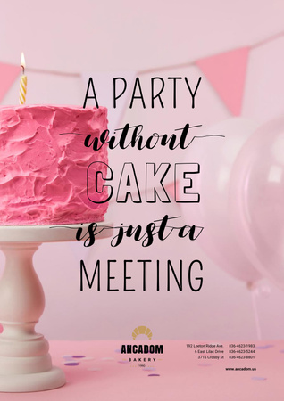 Party Organization Services with Cake in Pink Poster Design Template