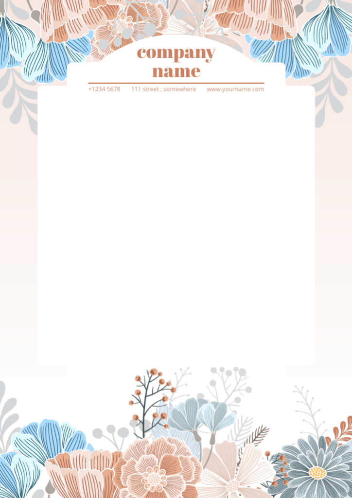 Empty Blank with Florals Letterhead Tasarım Şablonu
