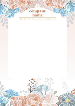 Plantilla de diseño de Vacío en blanco con flores Letterhead 