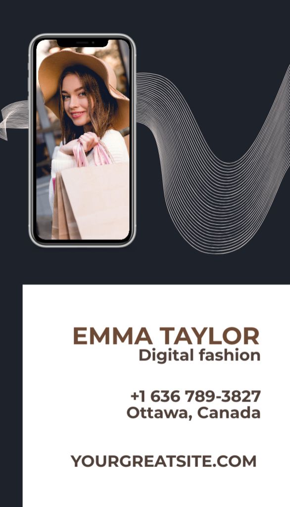 Plantilla de diseño de Fashion Digital Designer Service Offering Business Card US Vertical 
