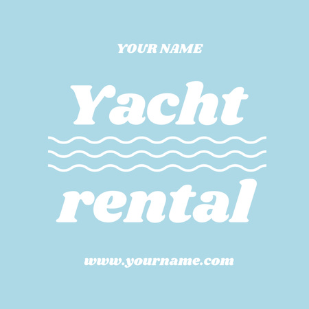 Yacht Rent Offer on Blue Square 65x65mm tervezősablon