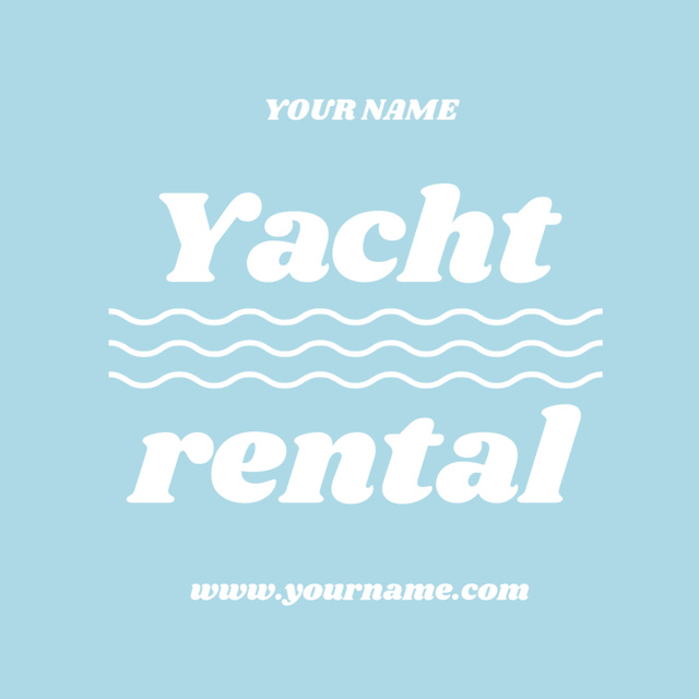 Yacht Rent Offer on Blue Square 65x65mm Design Template