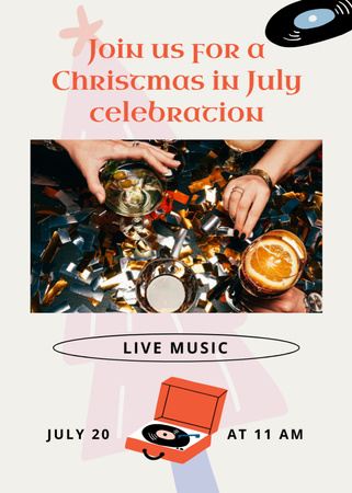 July Christmas Sale Announcement with Vinyl Flayer Design Template