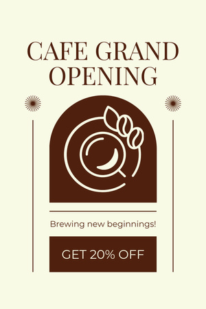 Opening Celebration of Cafe With Discounted Coffee Pinterest Design Template