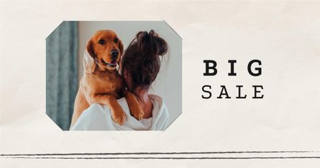 Girl holding Her Cute Dog Facebook AD Design Template