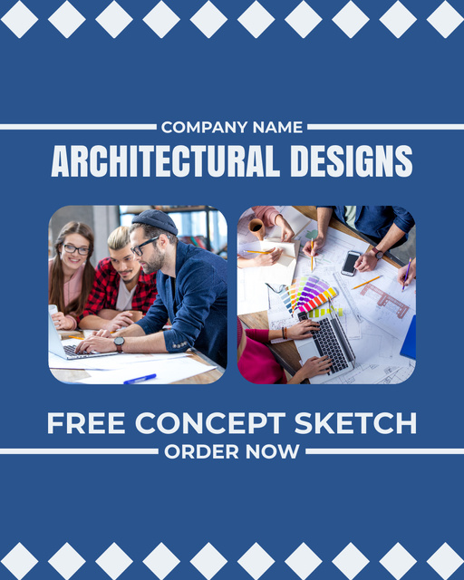 Architectural Designs Ad with Team of Architects Instagram Post Verticalデザインテンプレート