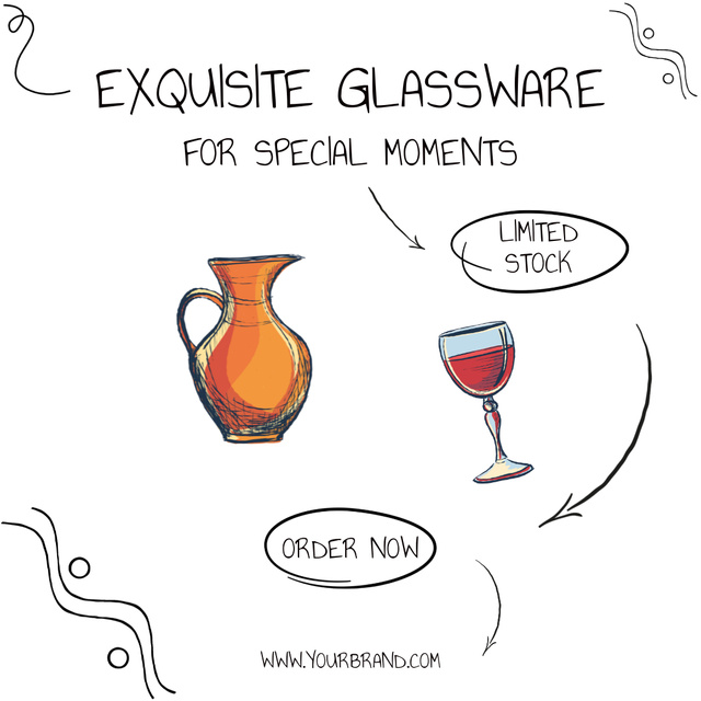 Plantilla de diseño de Sale of Exquisite Glassware Animated Post 