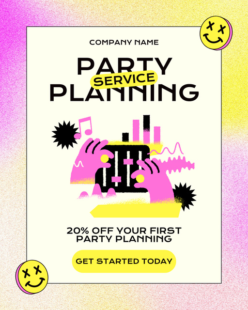 Ontwerpsjabloon van Instagram Post Vertical van Discount on First Party Planning with DJ Booth