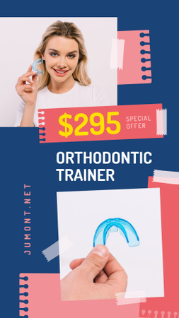 Dental Clinic Promotion Woman Holding Trainer Instagram Story Design Template