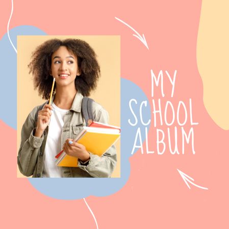 School Graduation Album with Teenage Girl Photo Book Modelo de Design