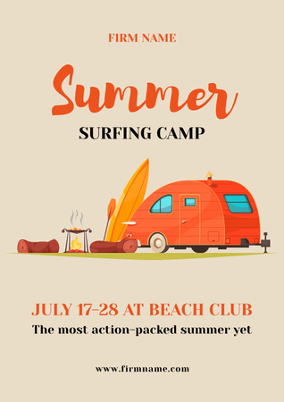 Summer Surfing Camp Poster Design Template