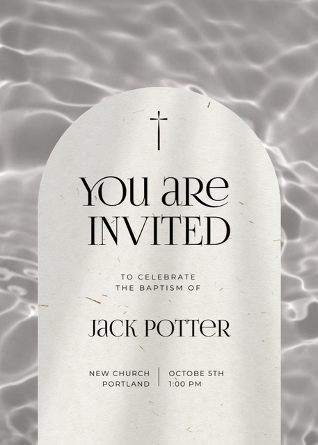 Baptism Celebration Announcement with Christian Cross Invitationデザインテンプレート